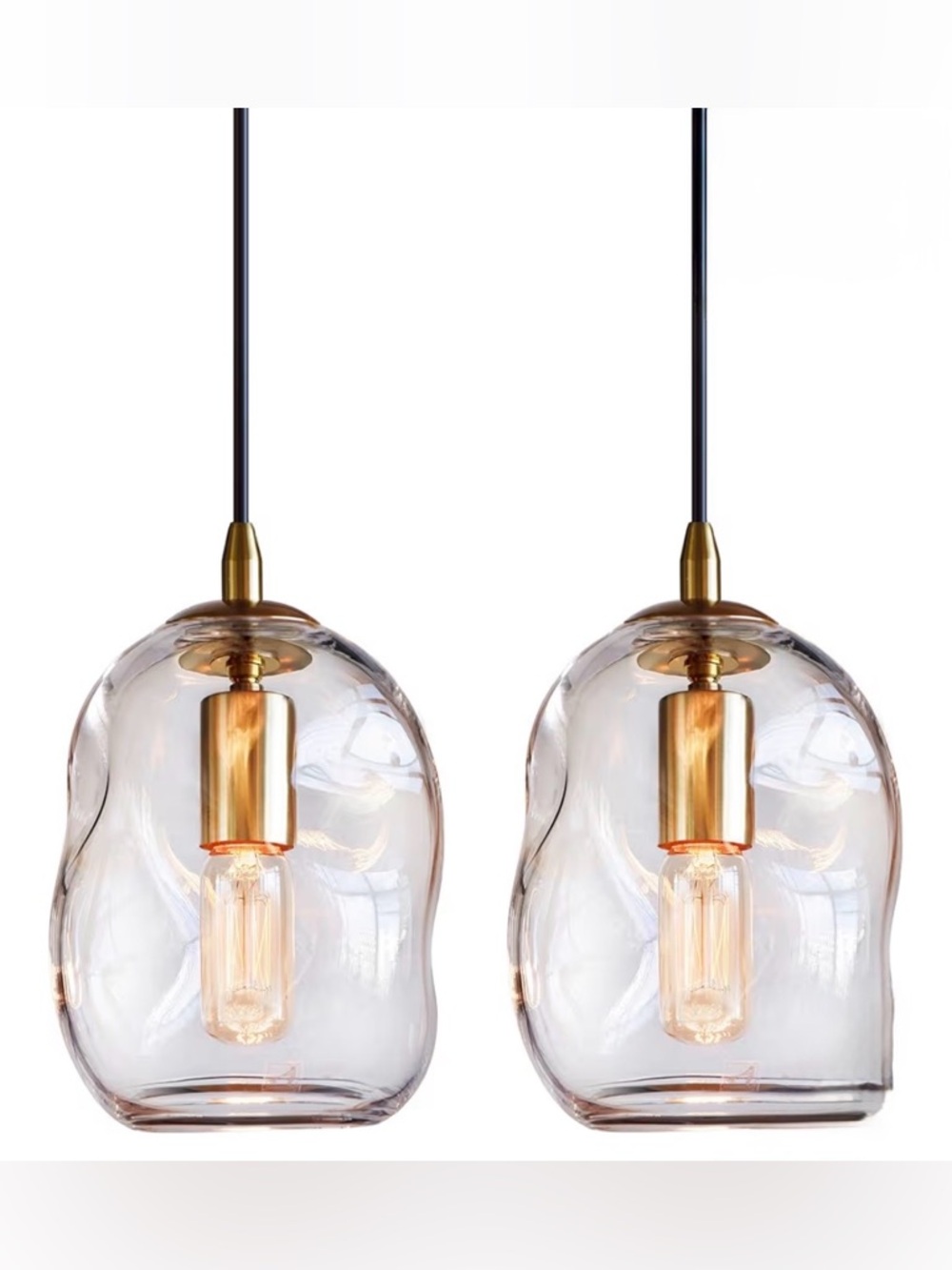 $75.00 ~ 
Set of Two Handblown Pendant Lights Brand New ~ Stunning